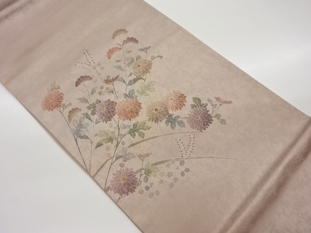 作家物　手描き草花模様袋帯